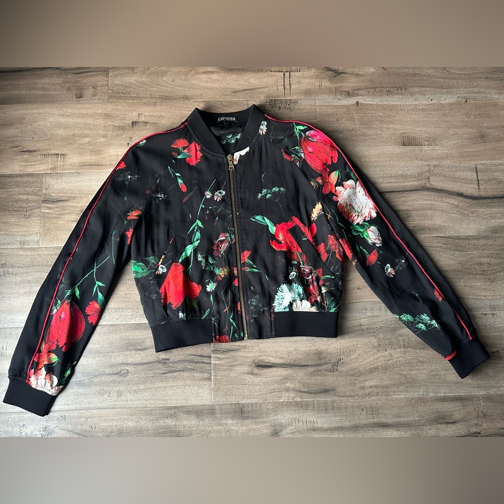 Express Black floral Track jacket